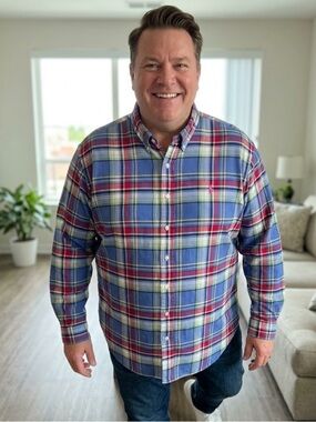Polo Ralph Lauren Men's 3xbig Classic Fit Flannel Shirt Blue Plaid